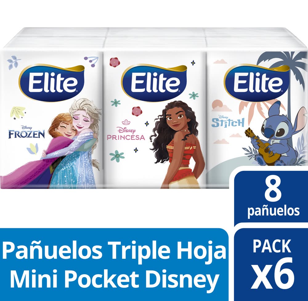 Elite · Pañuelos faciales compactos triple hoja (6 x 8 un)
