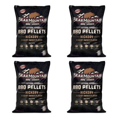 Bear Mountain FK14 Premium All Natural Low Moisture Hardwood Smoky Hickory BBQ Smoker Pellets for Outdoor Grilling, 20 Pound Bag (4 Pack)