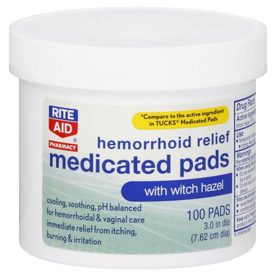 Rite Aid Pharmacy Hemorrhoid Relief Medicated Pads (100 ct)