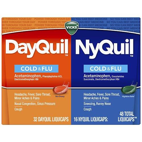 Vicks Dayquil Nyquil Cold, Flu and Congestion Medicine, LiquiCaps - 48.0 ea