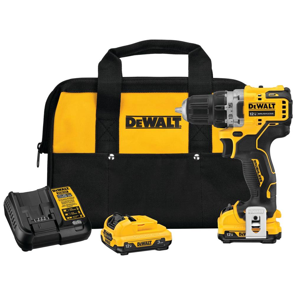 DEWALT XTREME 12-volt Max 3/8-in Keyless Brushless Cordless Drill (2-Batteries, Charger and Soft Bag included) | DCD701F2