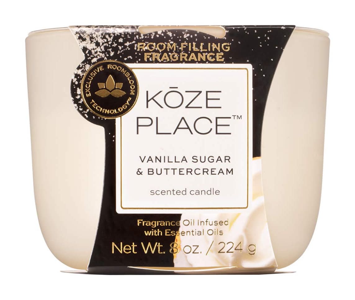 Koze Place Scented Candle, Vanilla Sugar-Buttercream (8 oz)