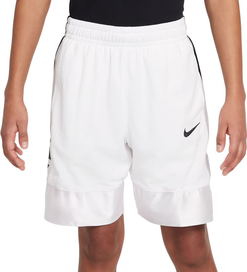 Nike Boys' Dri-FIT Elite Basketball Shorts (White/Black, XL)