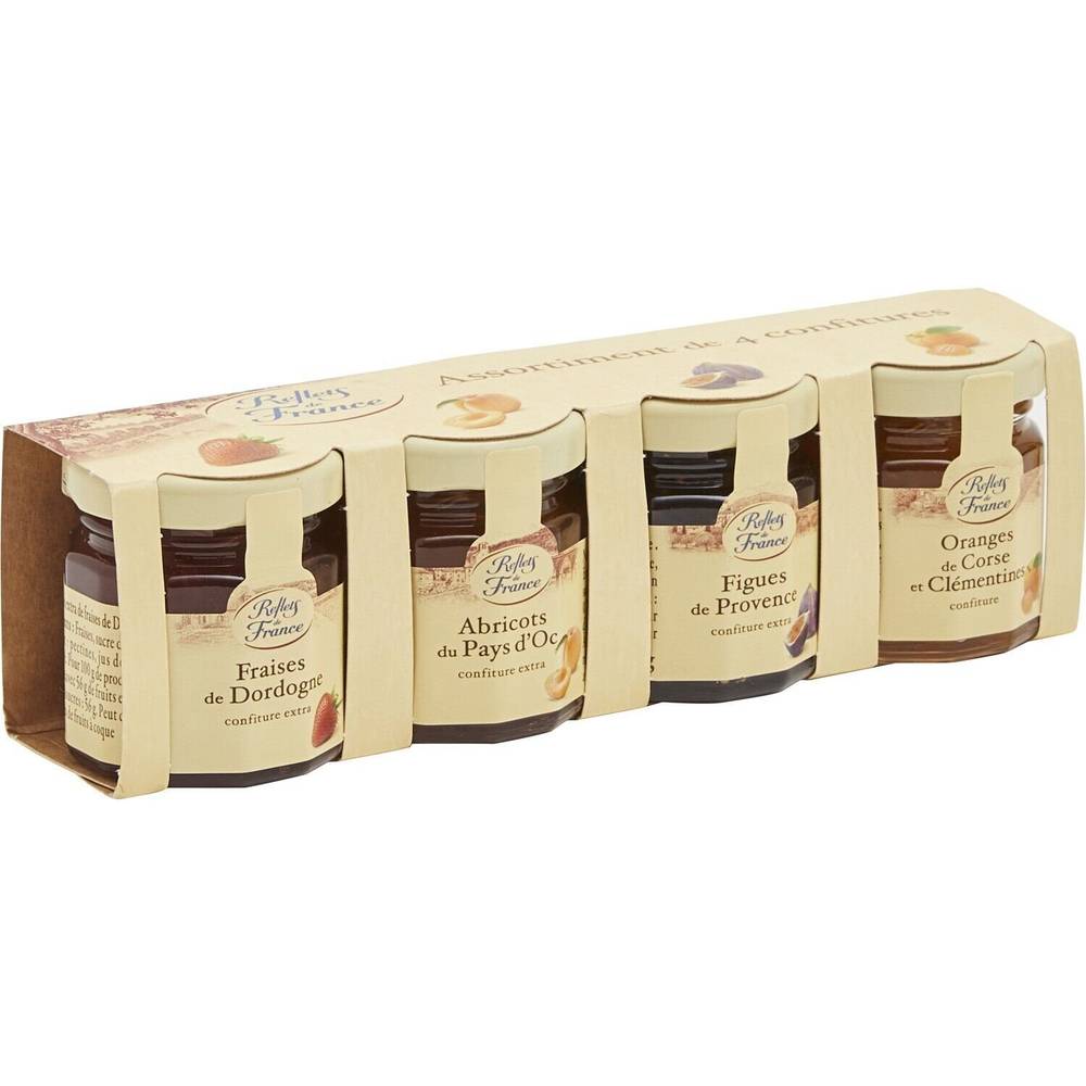 Confitures assortiment REFLETS DE FRANCE - les 4 pots de 50g