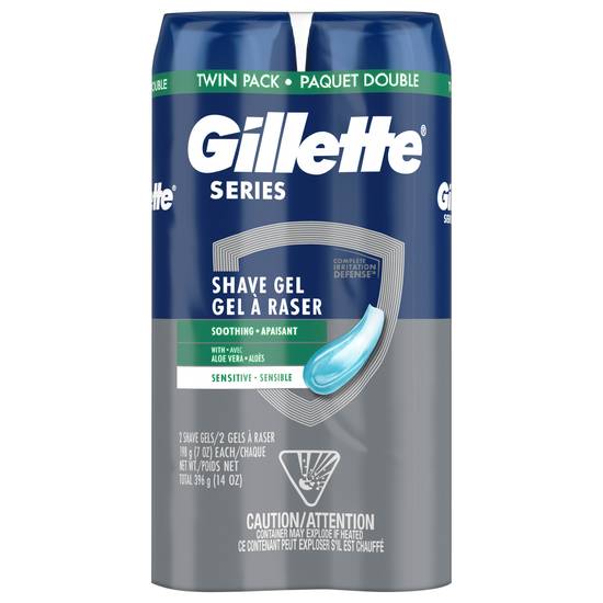 Gillette Series Mens Sensitive Shave Gel (2 x 7 oz)