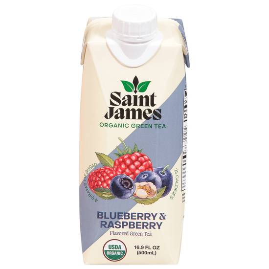 Saint James Organic Green Tea (16.9 fl oz) (blueberry & raspberry)