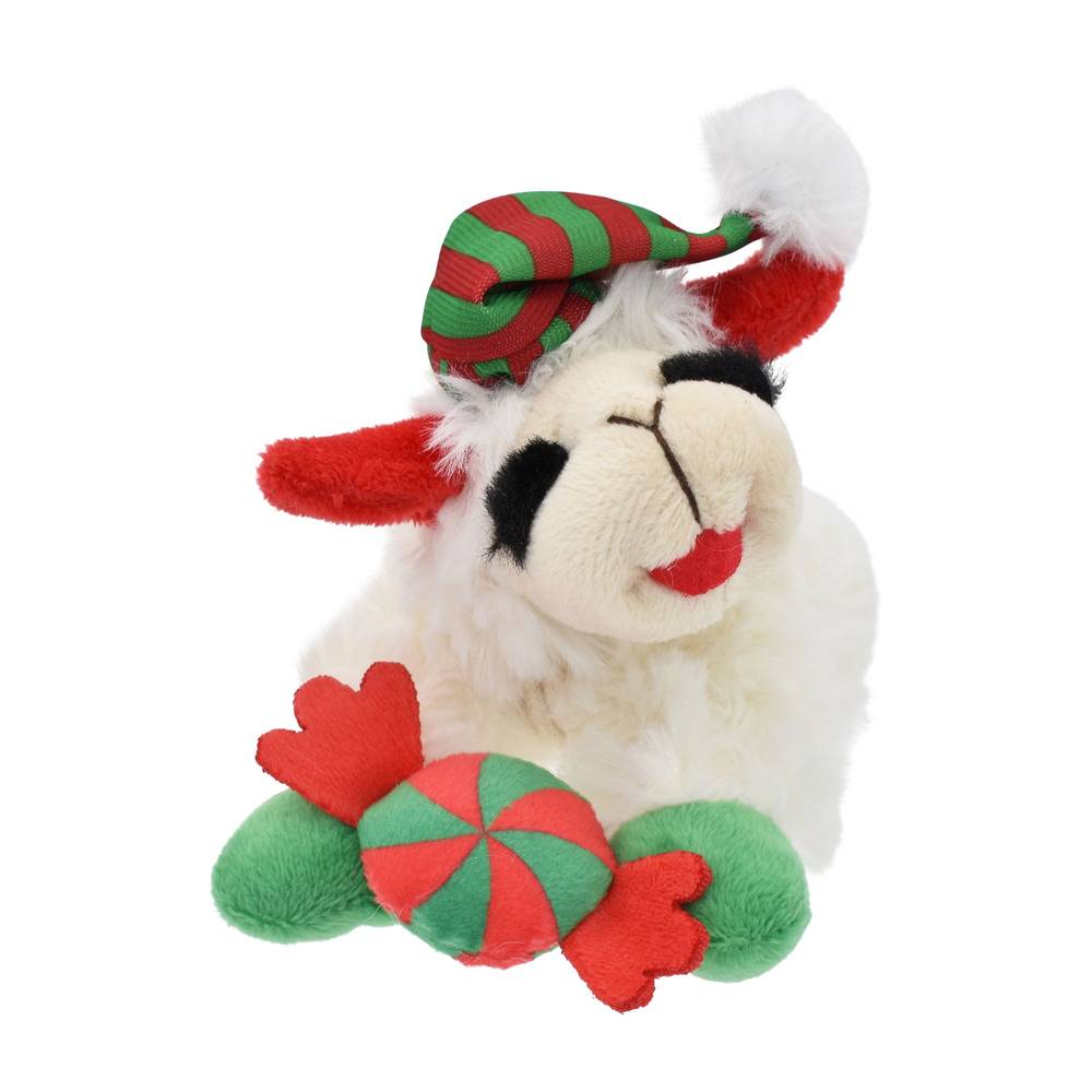 Lamb Chop Holiday Hat Dog Toy, 6 In