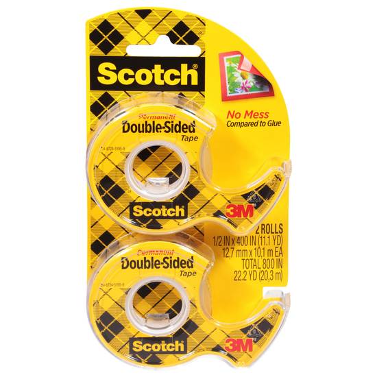 Scotch 137 Photo-Safe Double-Sided Tape in Dispenser, 1/2" X 400", Clear (2 ct)