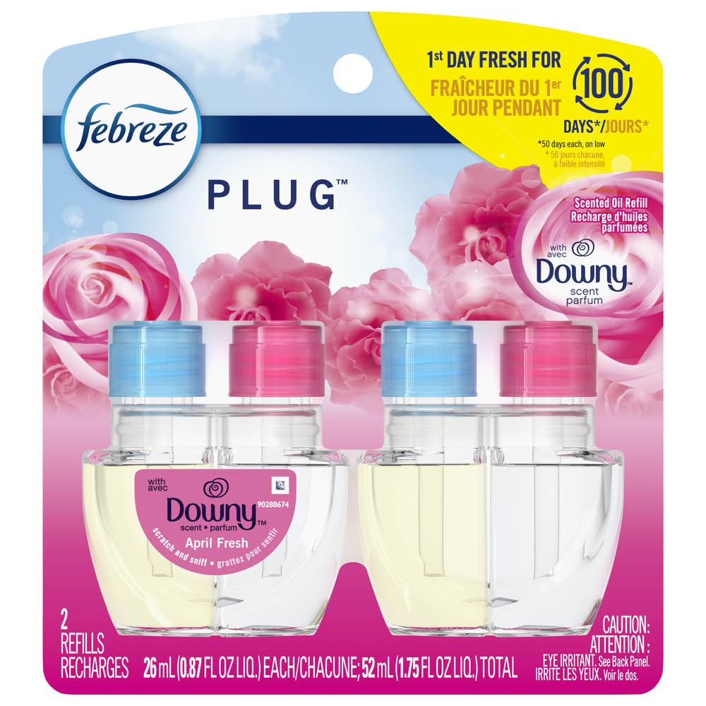 Febreze Plug Air Freshener Scented Oil Refill, Downy (2 x 26 ml)