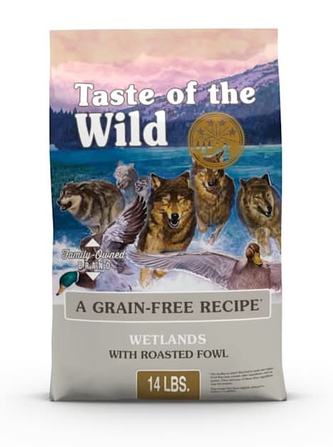 Taste of the Wild Wetlands Adult High Protein Grain-Free Recipe with Roasted Fowl Dry Dog Food, 14lbs