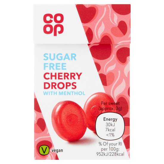 Co-Op Sugar Free Cherry Drops With Menthol 42g