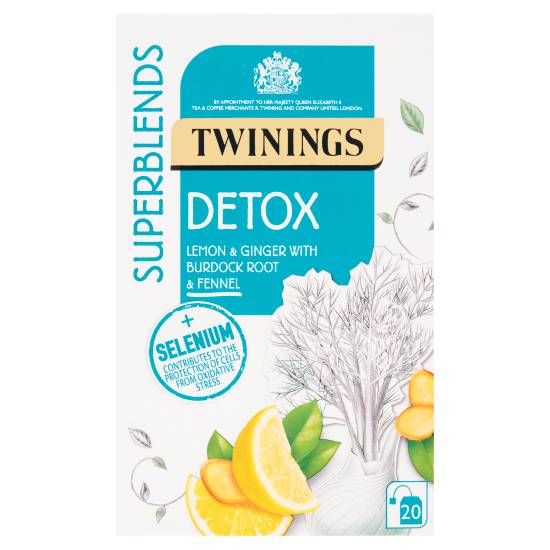 Twinings Superblends Detox Lemon & Ginger With Burdock Root & Fennel 20 Tea Bags 40g