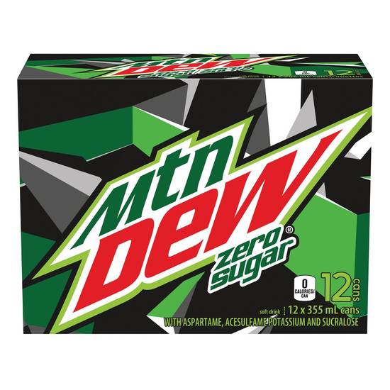 Mtn Dew Zero Sugar Soft Drink (12 ct, 355 ml)