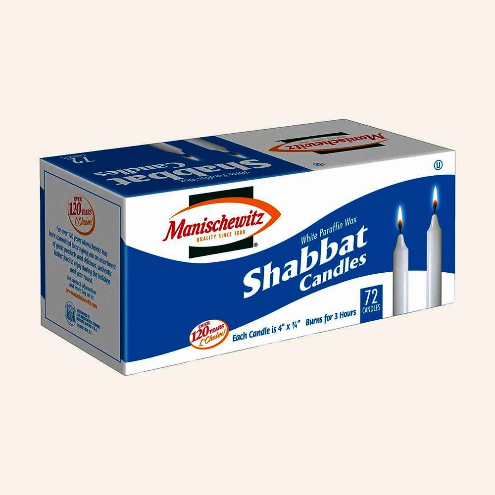 Manischewitz White Paraffin Wax Shabbat Candles (72 candles)