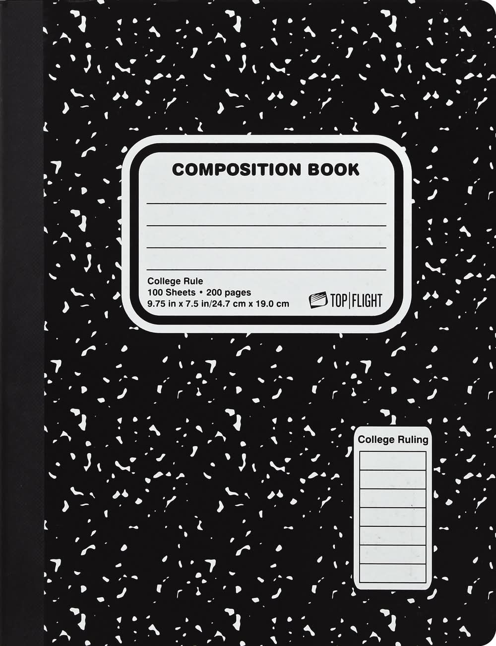 Top Flight Composition Book 200 Pages, 9.75 x 7.5 in, 24.7 x 19.0 cm