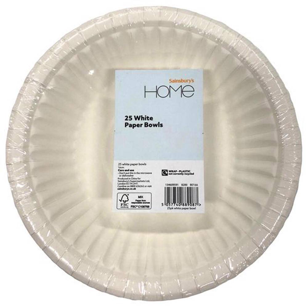 Sainsbury's Home White Paper Bowl 25Pk