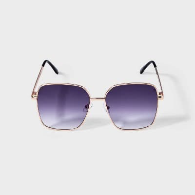 Women's Metal Square Sunglasses - Wild Fable™ Gold: Adjustable Nose Pads, Maximum UV Protection, Recycled Metal Frame