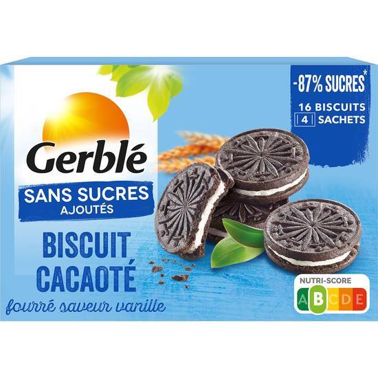 Gerblé - Biscuits cacaotés fourrés, vanille (16)