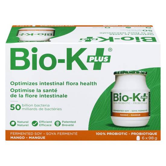 Bio K+ · Fermented soy probiotic - Soya fermenté probiotique à la mangue (6 x 98 g - 6x98 g)