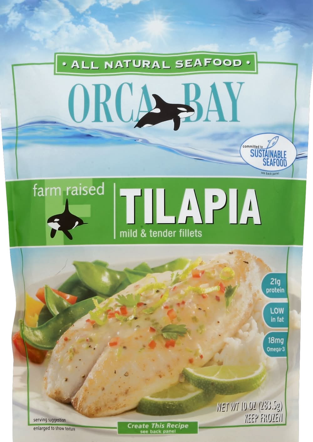 Orca Bay Farm Raised Tilapia Mild & Tender Fillets (10 oz)
