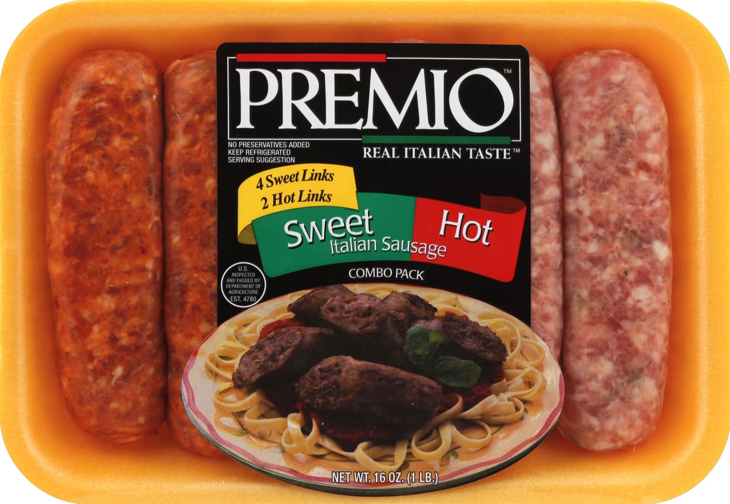 Premio Sweet & Hot Italian Sausage Combo pack (16 oz, 6 ct)
