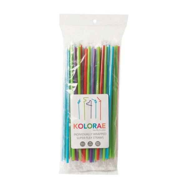 Kolorae Individually Wrapped Super Flex Straw 75 Count