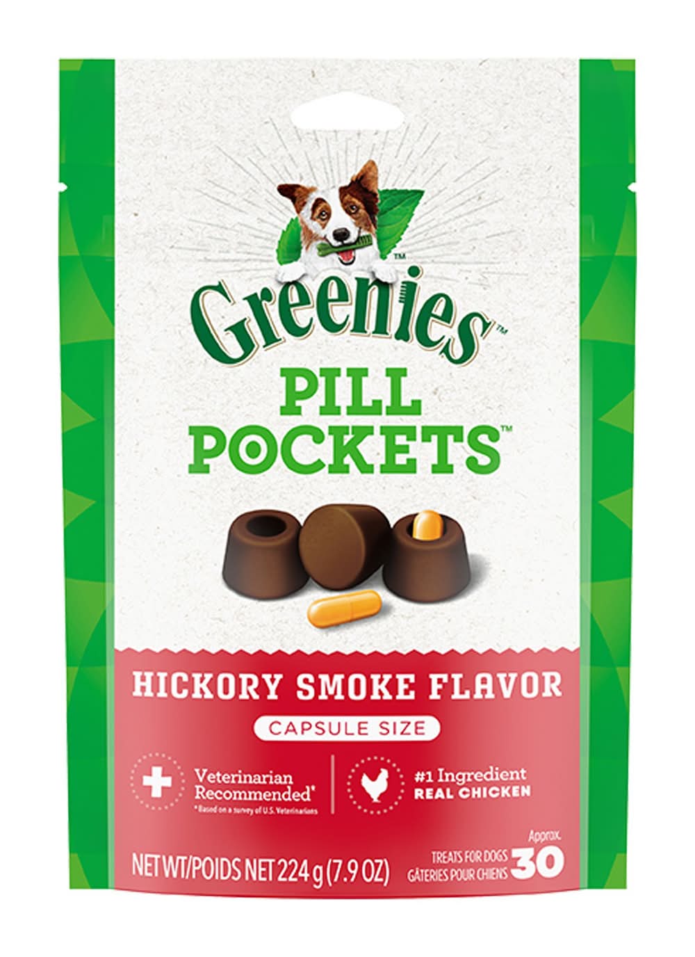 Greenies Pill Pockets for Dogs, Canine Treats - Capsule Size, Hickory, 7.9 or 15.9 oz, 30 or 60 Ct (Flavor: Hickory Smoke)