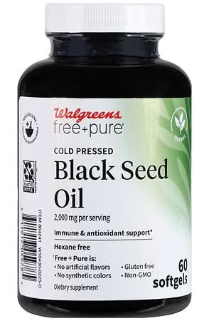 Walgreens Free & Pure Cold Pressed Black Seed Oil 2,000 mg Softgels (60 ct)