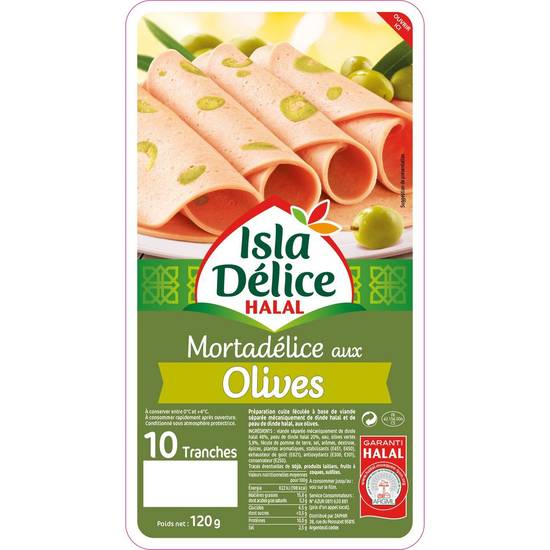 Mortadelle aux Olives Halal - ISLA DELICE 10 tranches - 120g