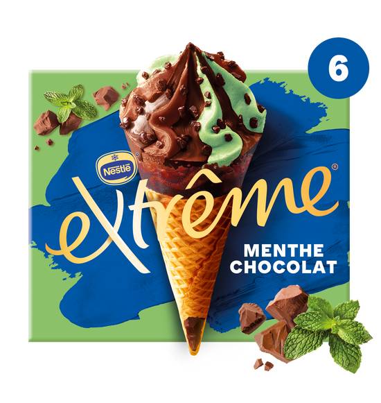 Nestlé - Extrême glace cônes menthe chocolat (6 pièces)