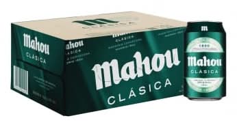 Cerveza Mahou Clásica pack de 12 latas de 33 cl.