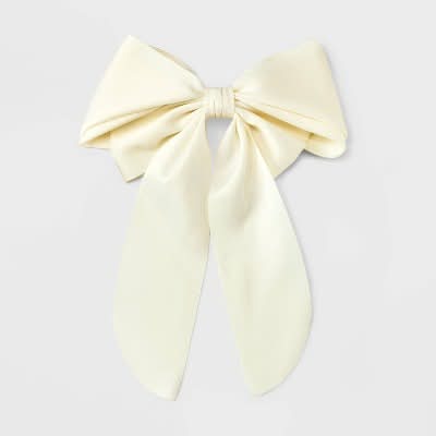 A New Day Satin Bow Hair Barrette, Cream