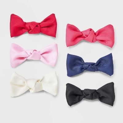 Cat & Jack Bow Hair Clips, Assorted (6 ct)