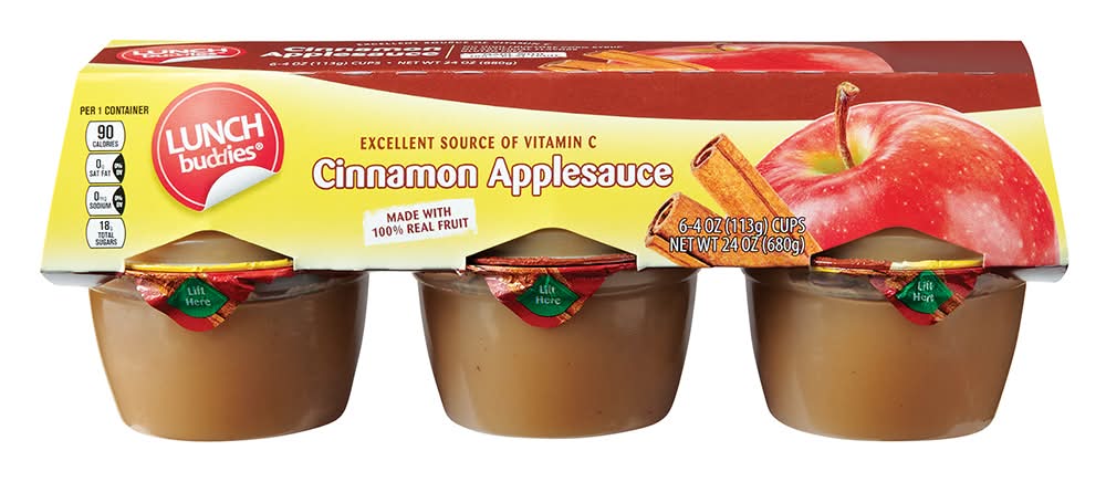 Lunch Buddies Applesauce Cups, Cinnamon (6 x 4 oz)