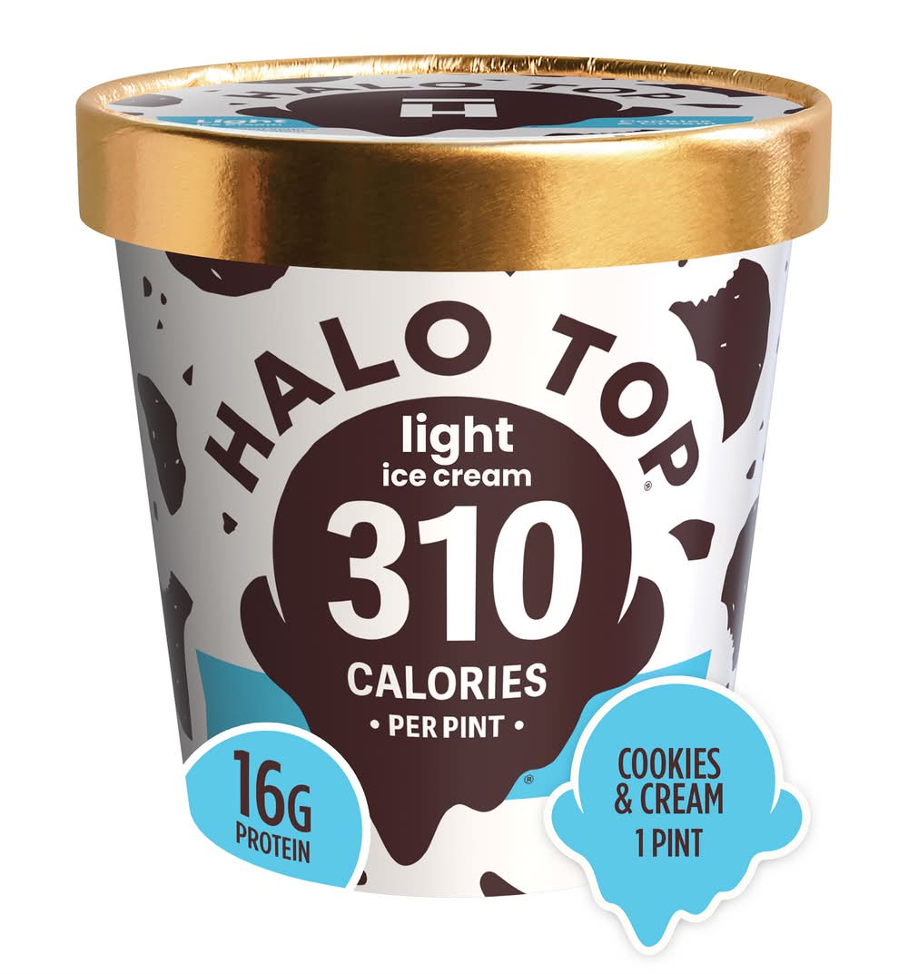 Halo Top Protein Light Cookies & Cream Ice Cream (1 pint)