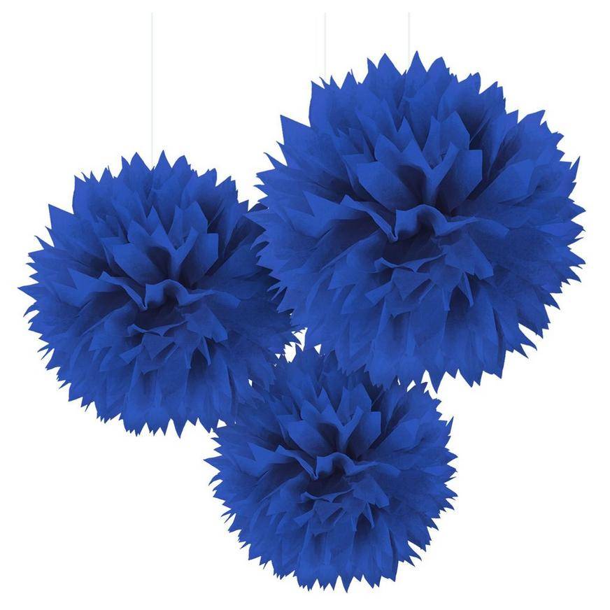 Royal Blue Tissue Pom Poms 3ct