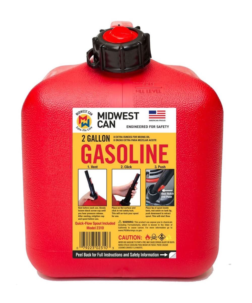 Midwest Can Quick Flow Spout Hdpe Gas Can 2 Gal