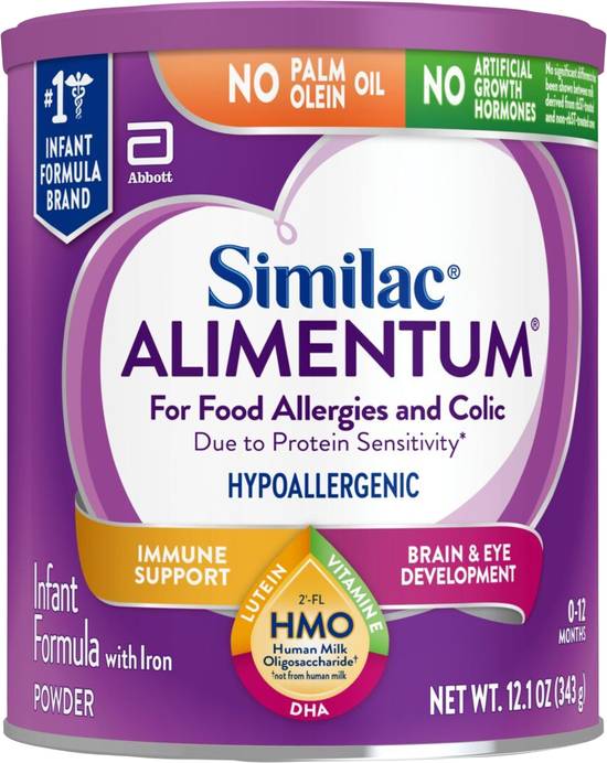 Similac Alimentum Hypoallergenic For Food Allergies and Colic 0-12 Months Infant Formula With Iron Powder