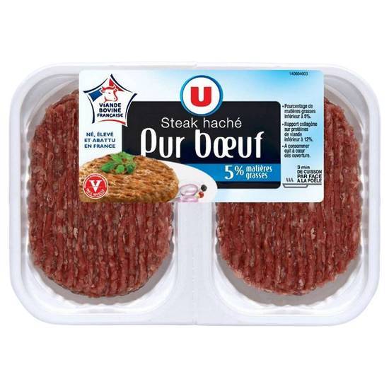 Les Produits U - Steak haché pur bœuf 5% mg