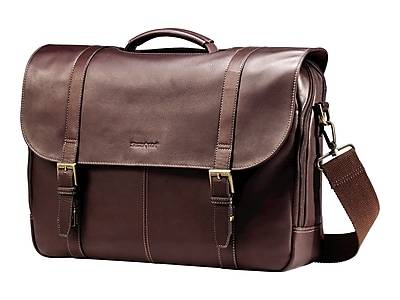 Samsonite Flapover Double Gusset Laptop Briefcase, Brown Leather (45798-1139)