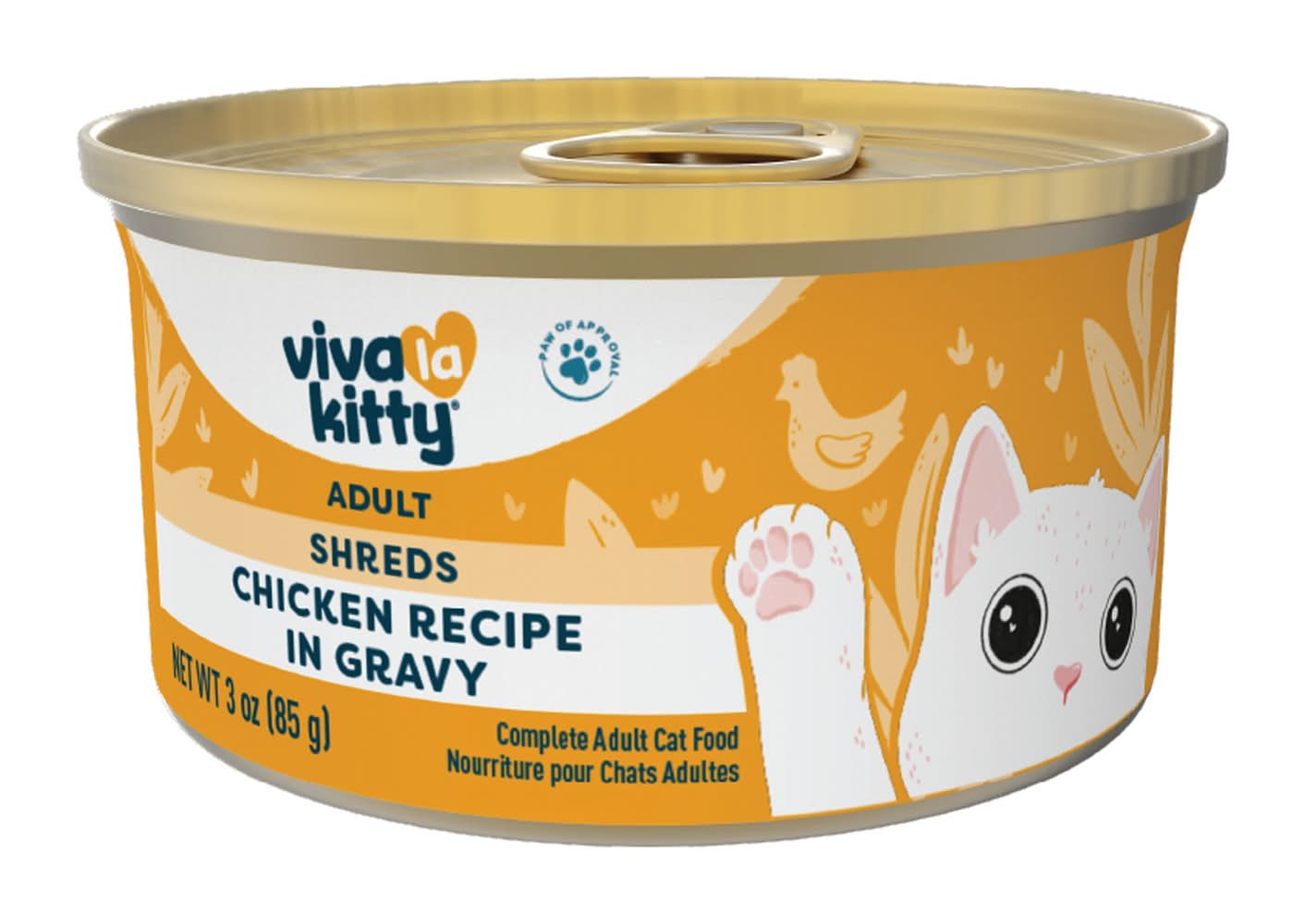 Viva La Kitty Adult Cat Wet Food - Shreds in Gravy, 3 Oz (Flavor: Chicken, Size: 3 Oz)