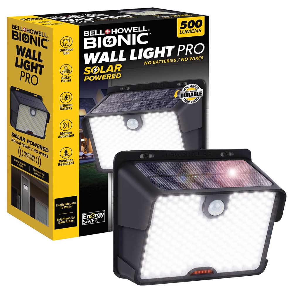 Bell & Howell Bionic Black Motion-Sensing Led Solar Wall Light