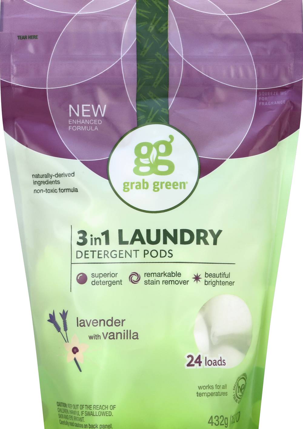 Grab Green Lavender & Vanilla 3 in 1 Laundry Detergent Pods