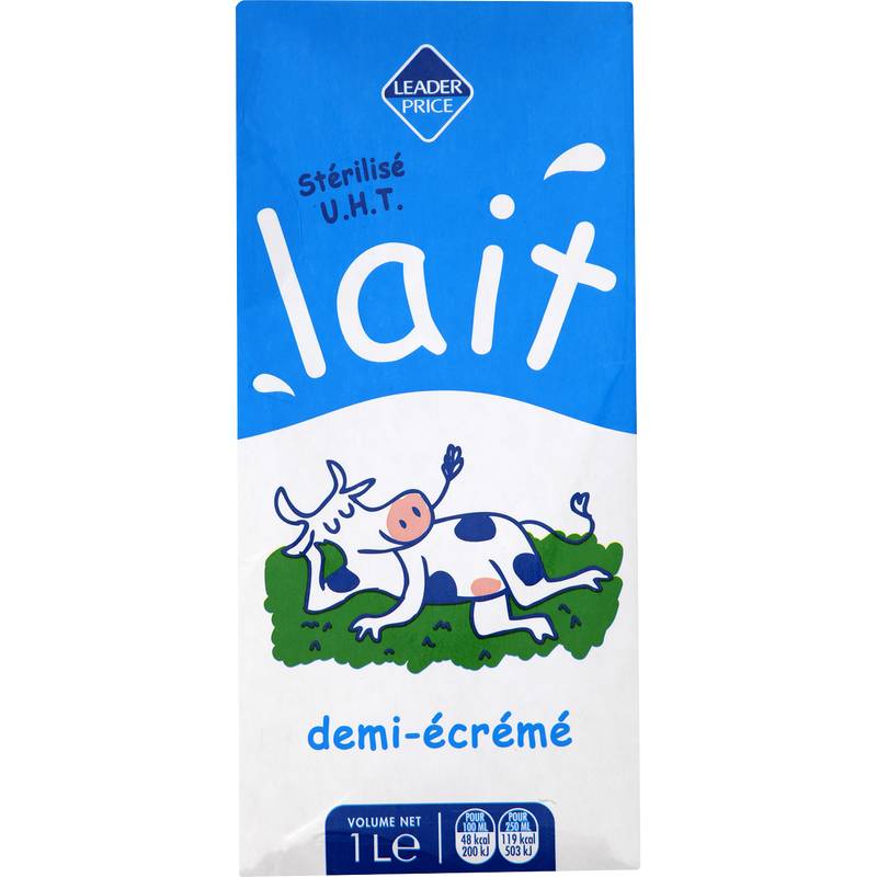 Leader Price - Lait demi écrémé (1 L)