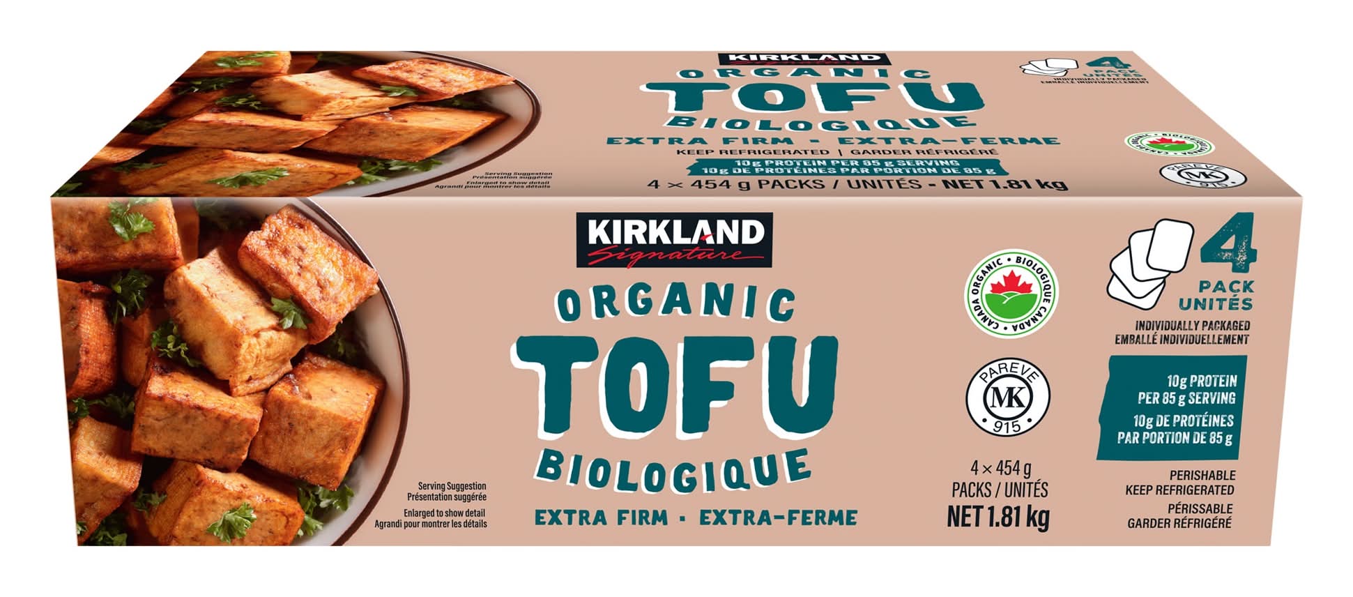 Kirkland Signature Tofu Extra Ferme 4 X 454 G / Kirkland Signature Oganic Extra Firm Tofu 4 X 454 G