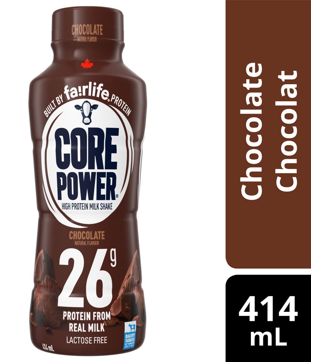 Core power boisson frappée au lait riche en protéines - high protein milk shake, chocolat (414ml)
