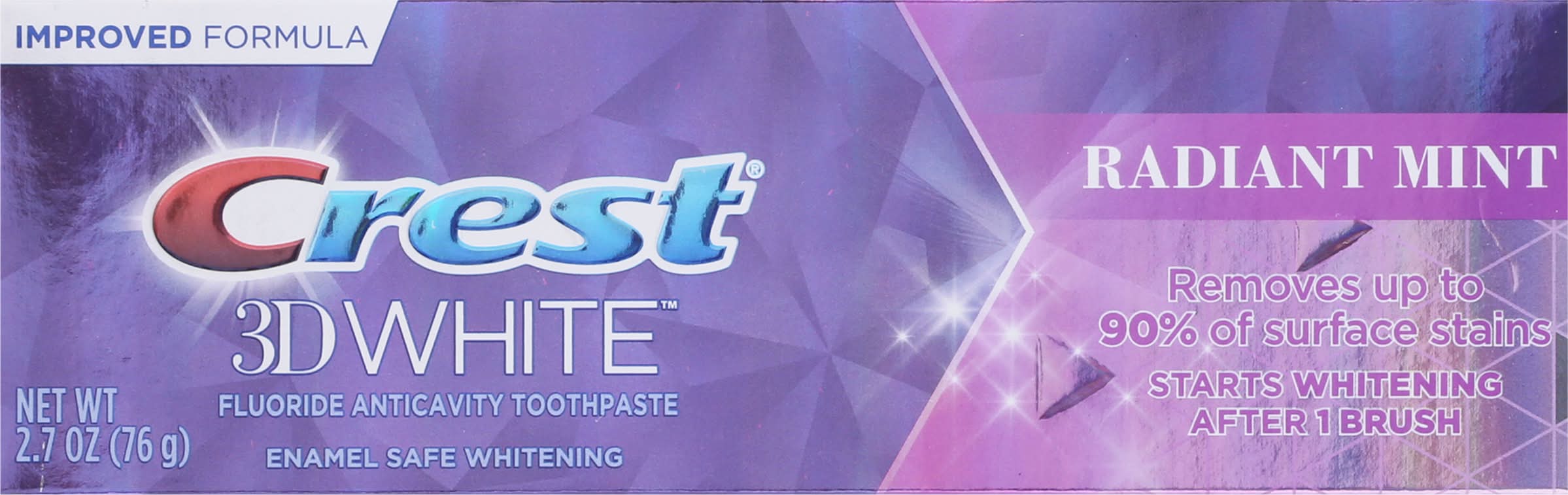 CREST 3D White Fluoride Anticavity Toothpaste, Radiant Mint (2.7 oz)