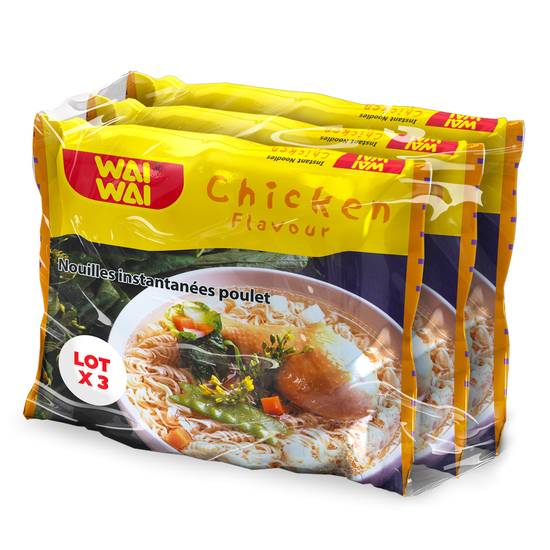 Wai Wai - Nouilles instantanées saveur poulet (3 pièces)