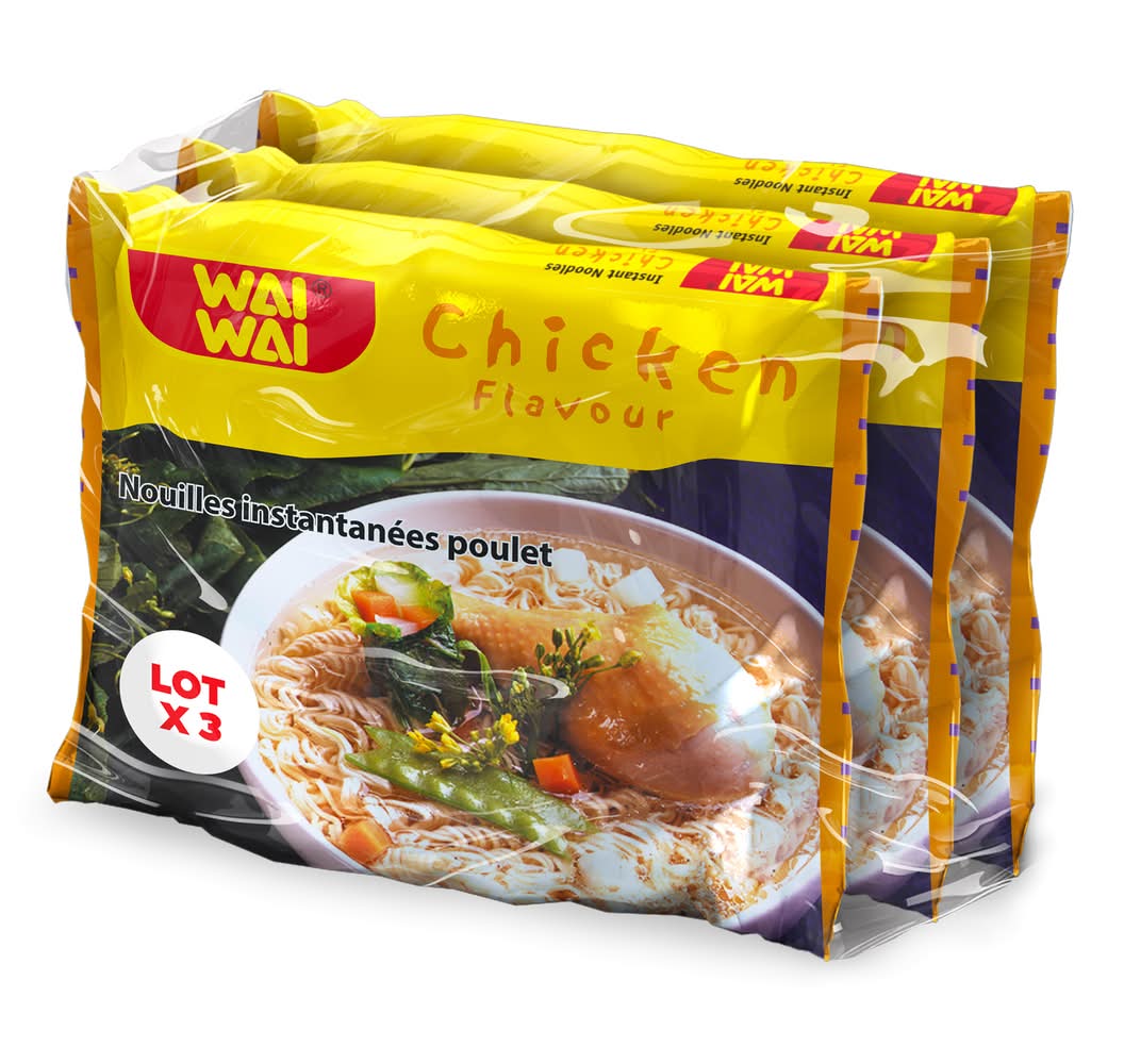 Wai Wai - Nouilles instantanées, poulet (3 x 60g)