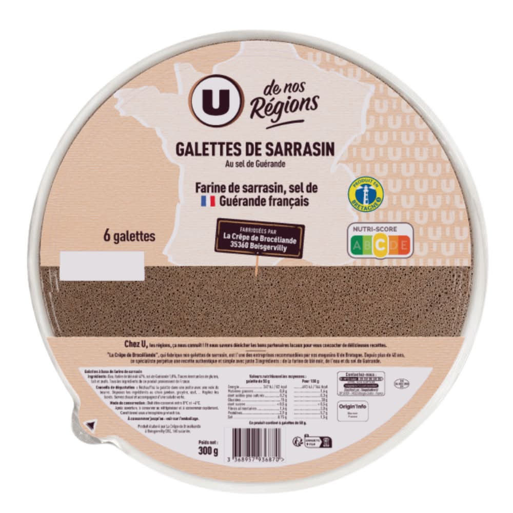 Les Produits U saveurs galettes de sarrasin (6 pièces)